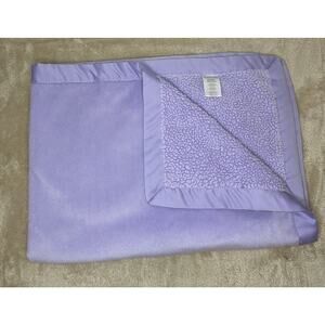 Koala Baby Solid Purple Lavender Plush Sherpa Back Satin Edge Baby Blanket